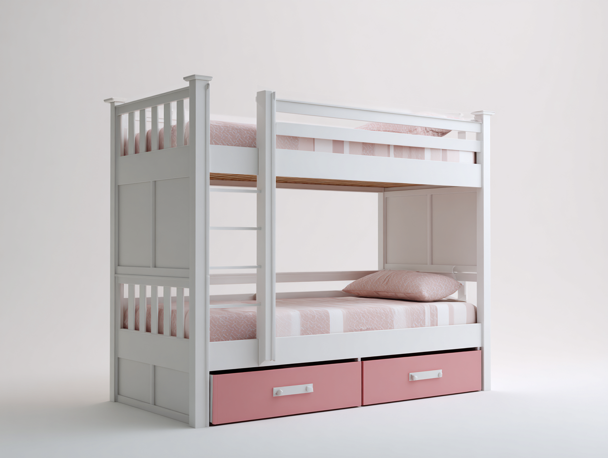 Children's Bed bunk bed with drawers 171x98x160 cm - white/pink - practical indoor kids bed