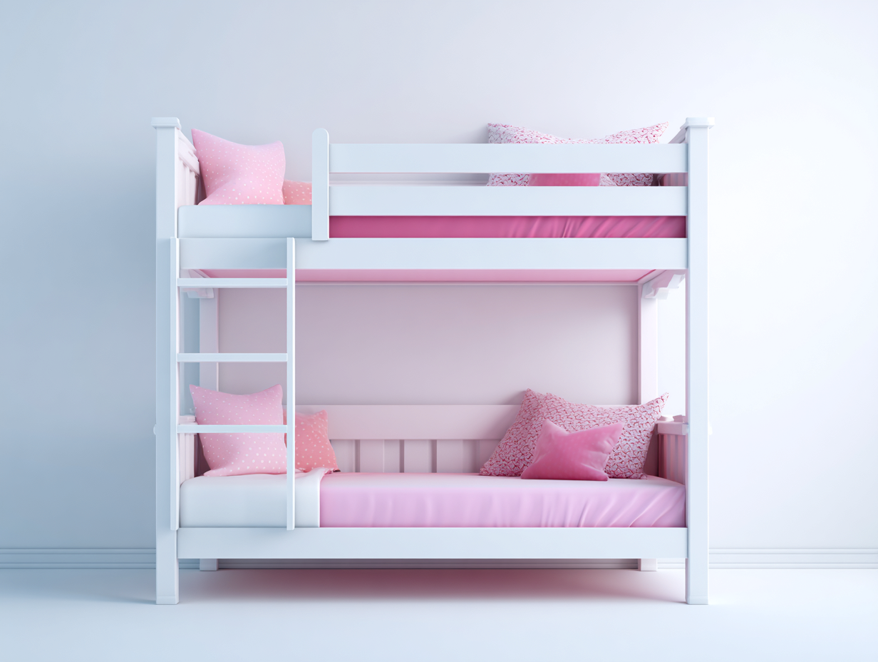 Children's Bed bunk bed with ladder 179x95x165 cm - white/pink - indoor space saving design