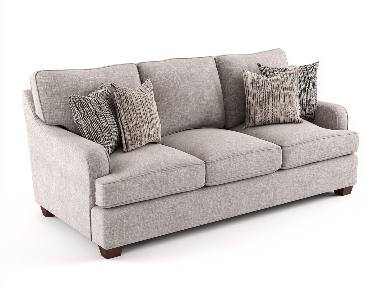 3 Seater Sofa light grey fabric cushioned comfort