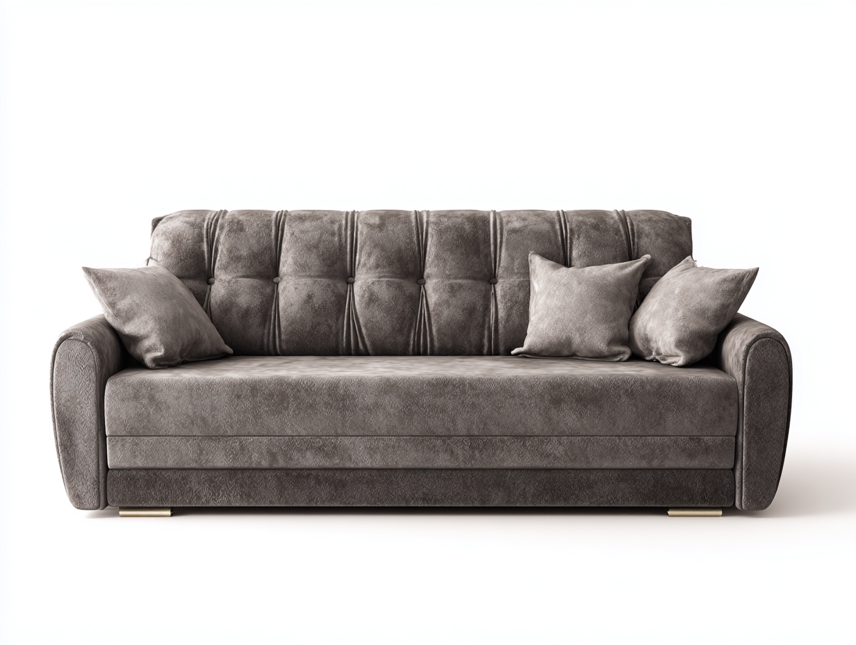 3 Seater Sofa grey fabric soft padded design