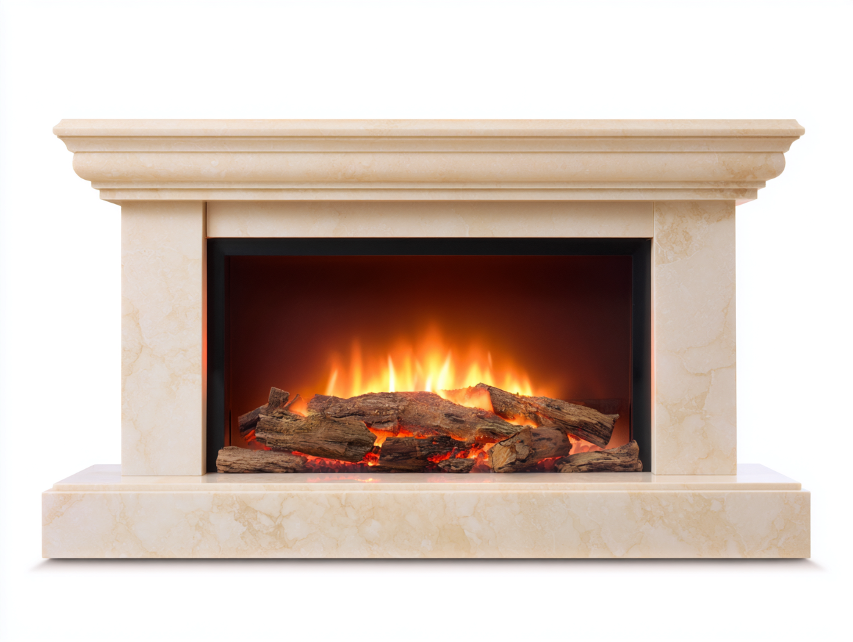 Electric Fireplace electric freestanding 115x38x90 cm - cream - elegant indoor fireplace