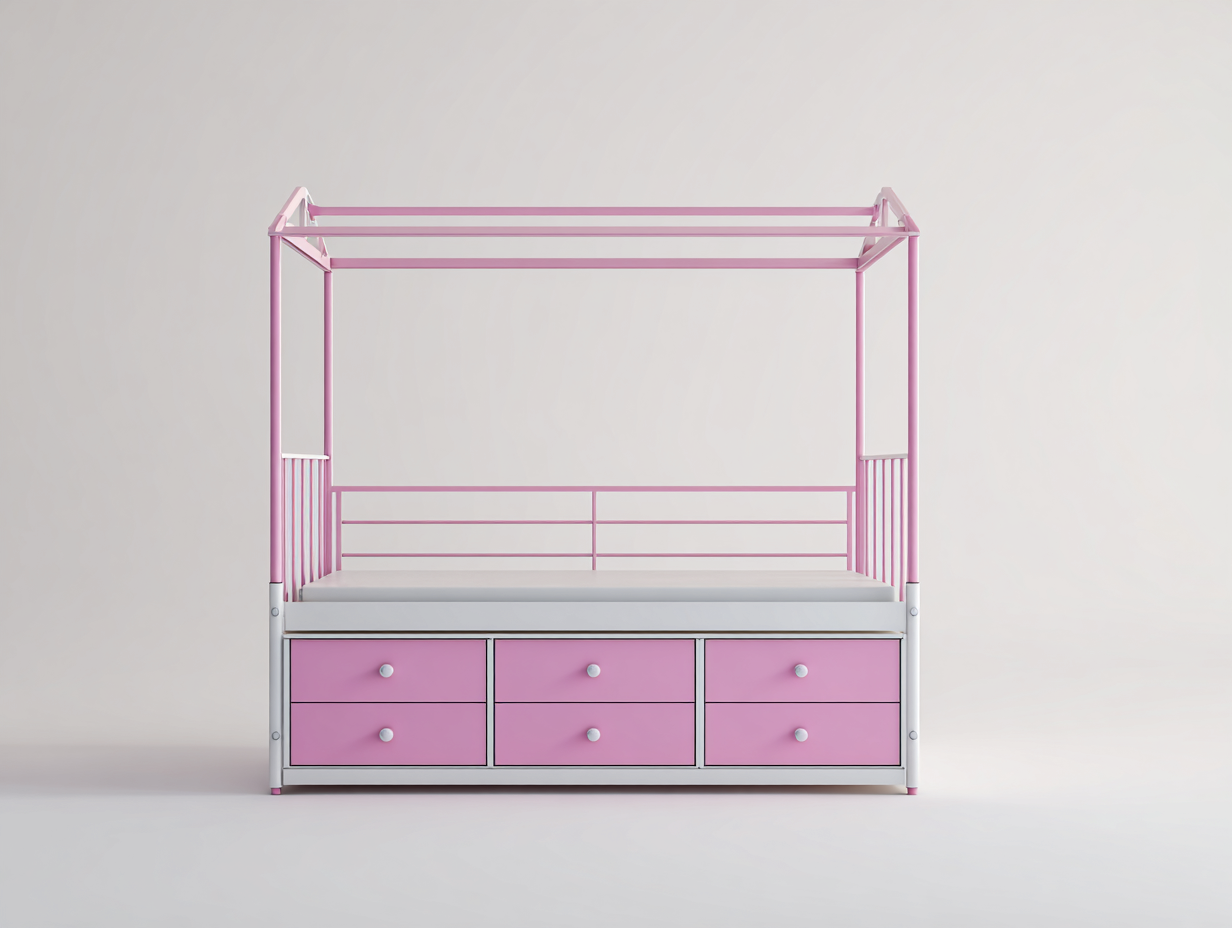 Children's Bed bunk style with storage 176x95x160 cm - white/pink - indoor kids bedroom