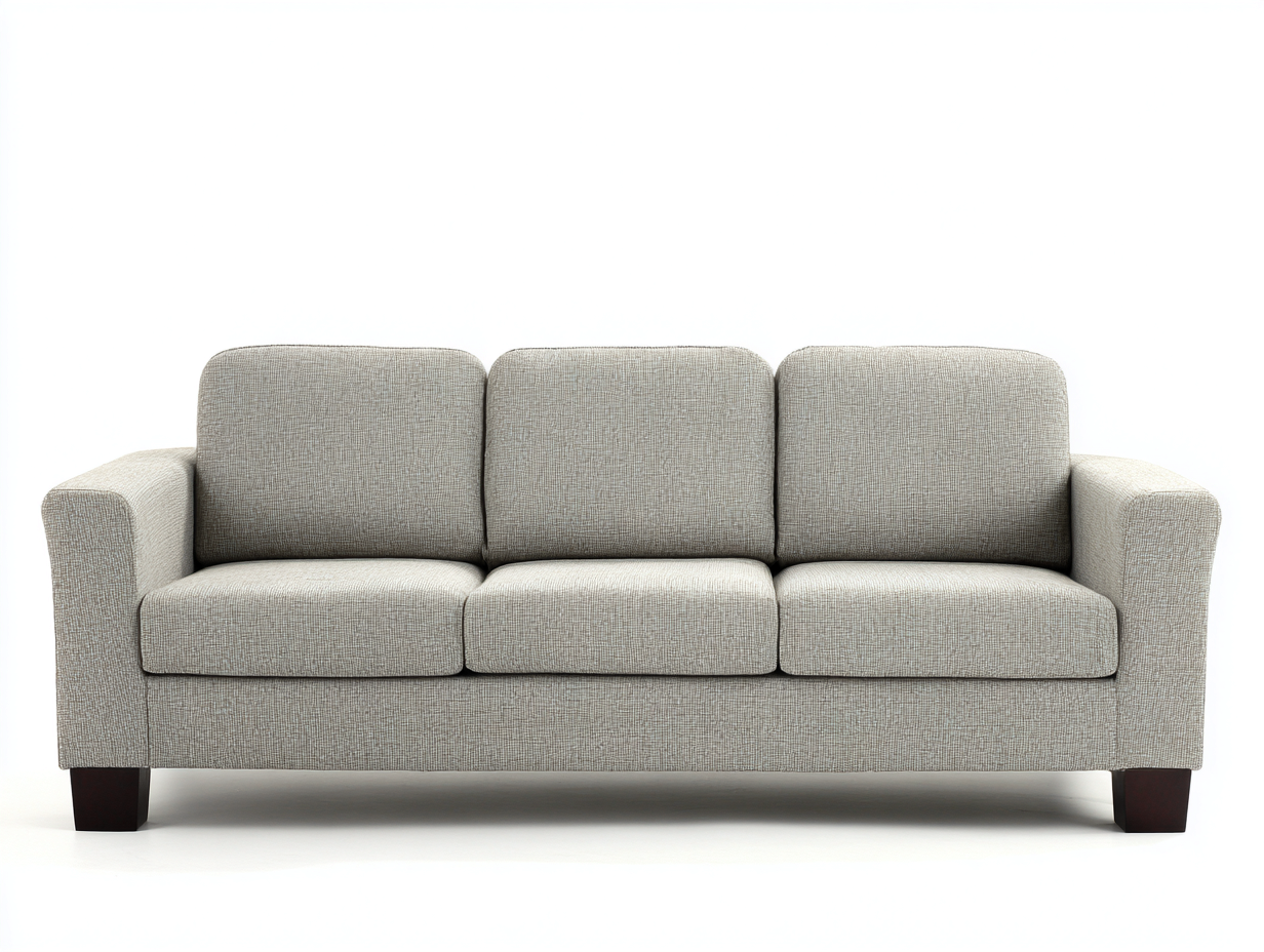 3 Seater Sofa light grey fabric straight arm design