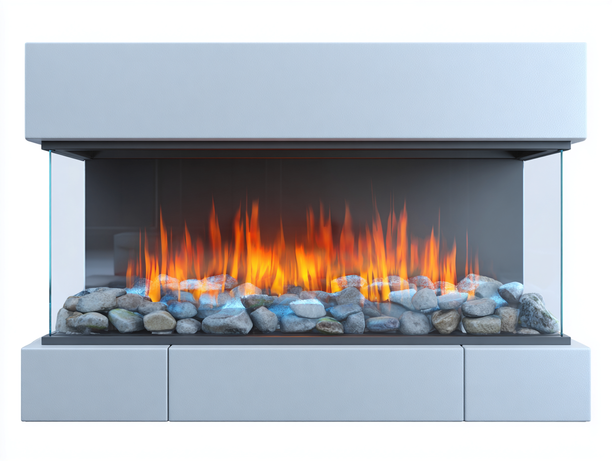 Electric Fireplace electric wall mounted 140x32x50 cm - light grey - contemporary indoor fireplace