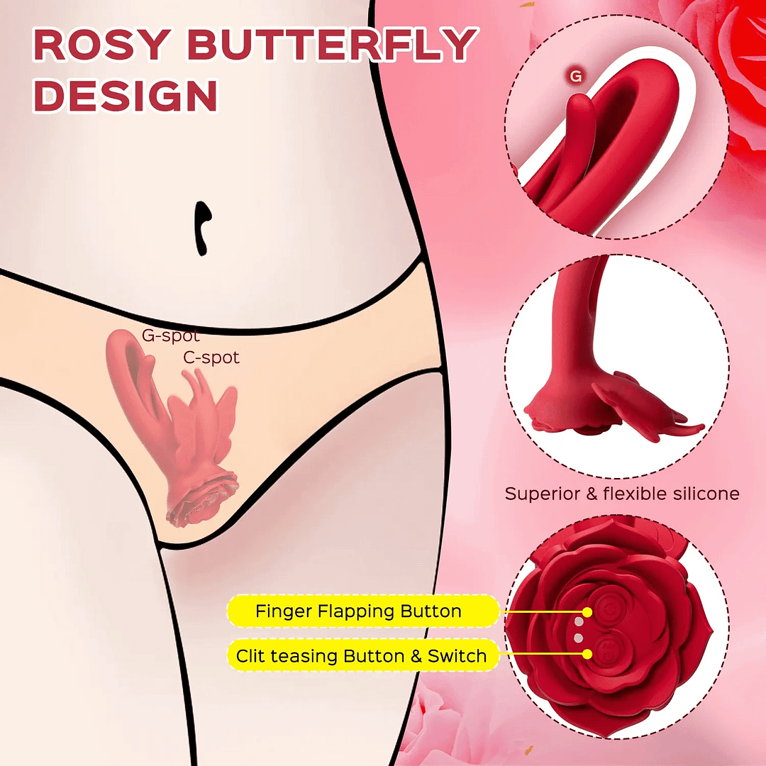 Layla - Клиторен стимулатор Rosy Butterfly с вибрационен ефект на G-точката