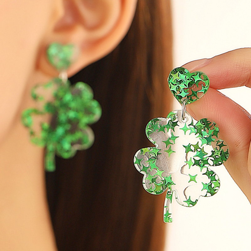 St.patrick's Day Shamrock Lucky Earring