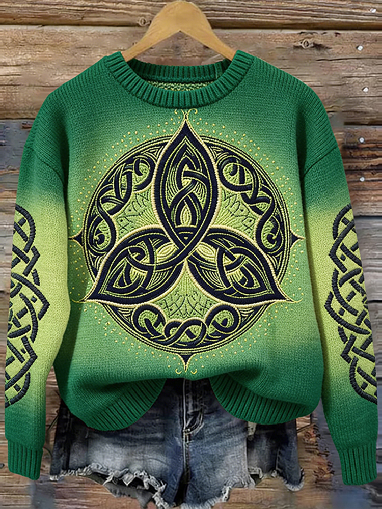 Women's Celtic Triquetra Ombre Celtic Triquetra Print Sweater