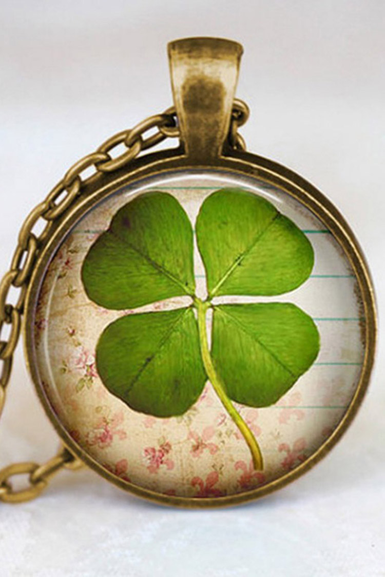 Women's Real Four Leaf Clover Casual Necklace