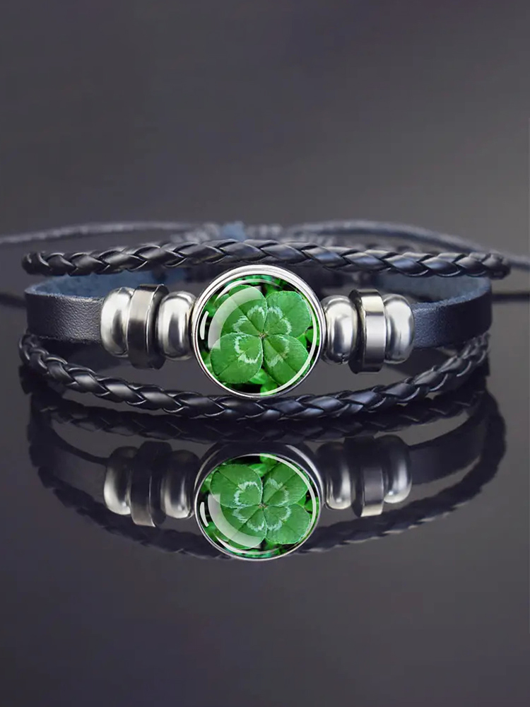 Four-Leaf Clover Pu Leather Bracelets