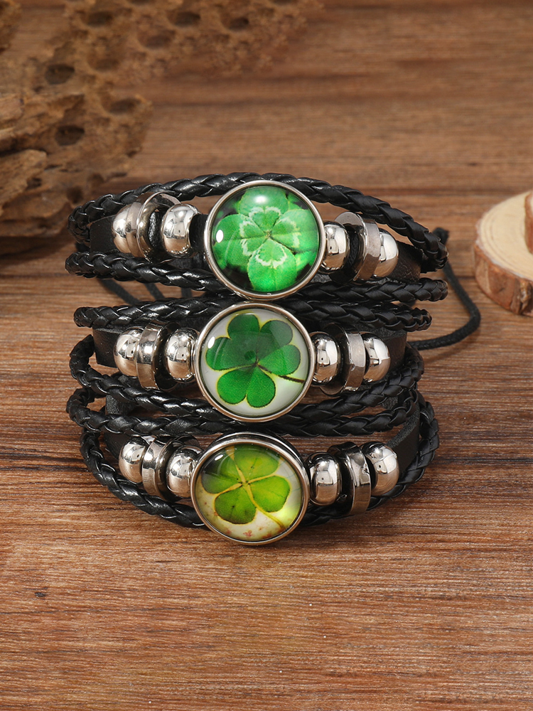 Four-Leaf Clover Pu Leather Bracelets