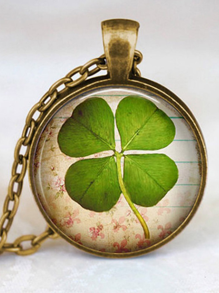 Women's Real Four Leaf Clover Casual Necklace