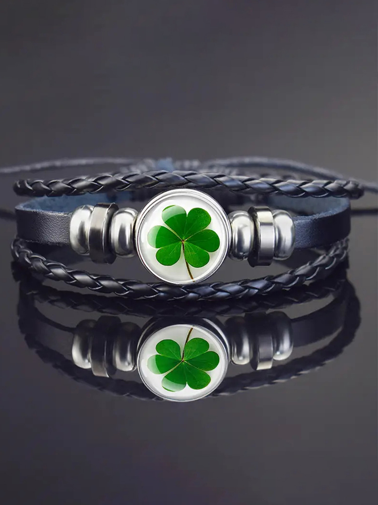 Four-Leaf Clover Pu Leather Bracelets