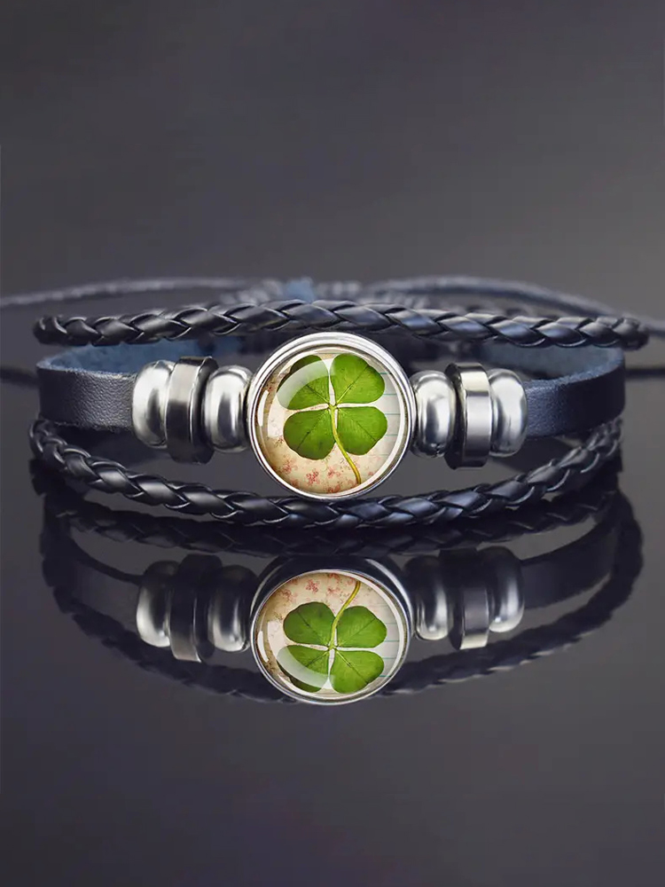 Four-Leaf Clover Pu Leather Bracelets
