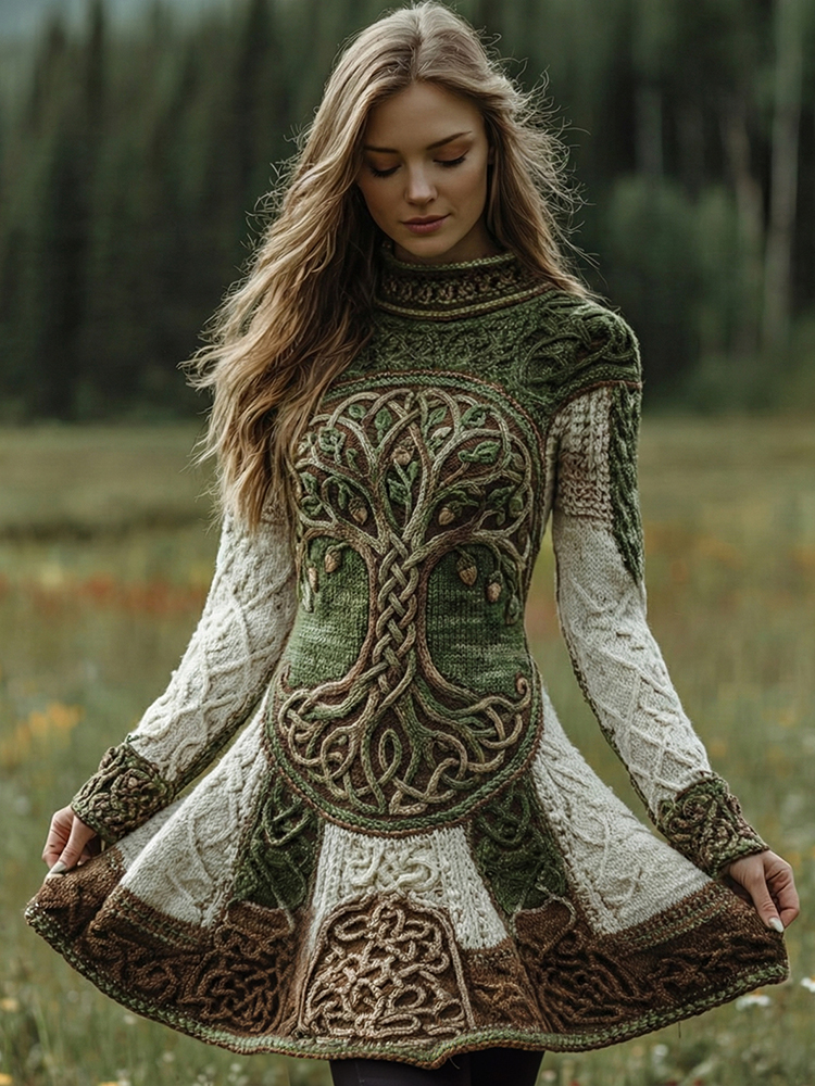 Vintage Celtic Knot Tree Of Life Ombre Pattern Dresss