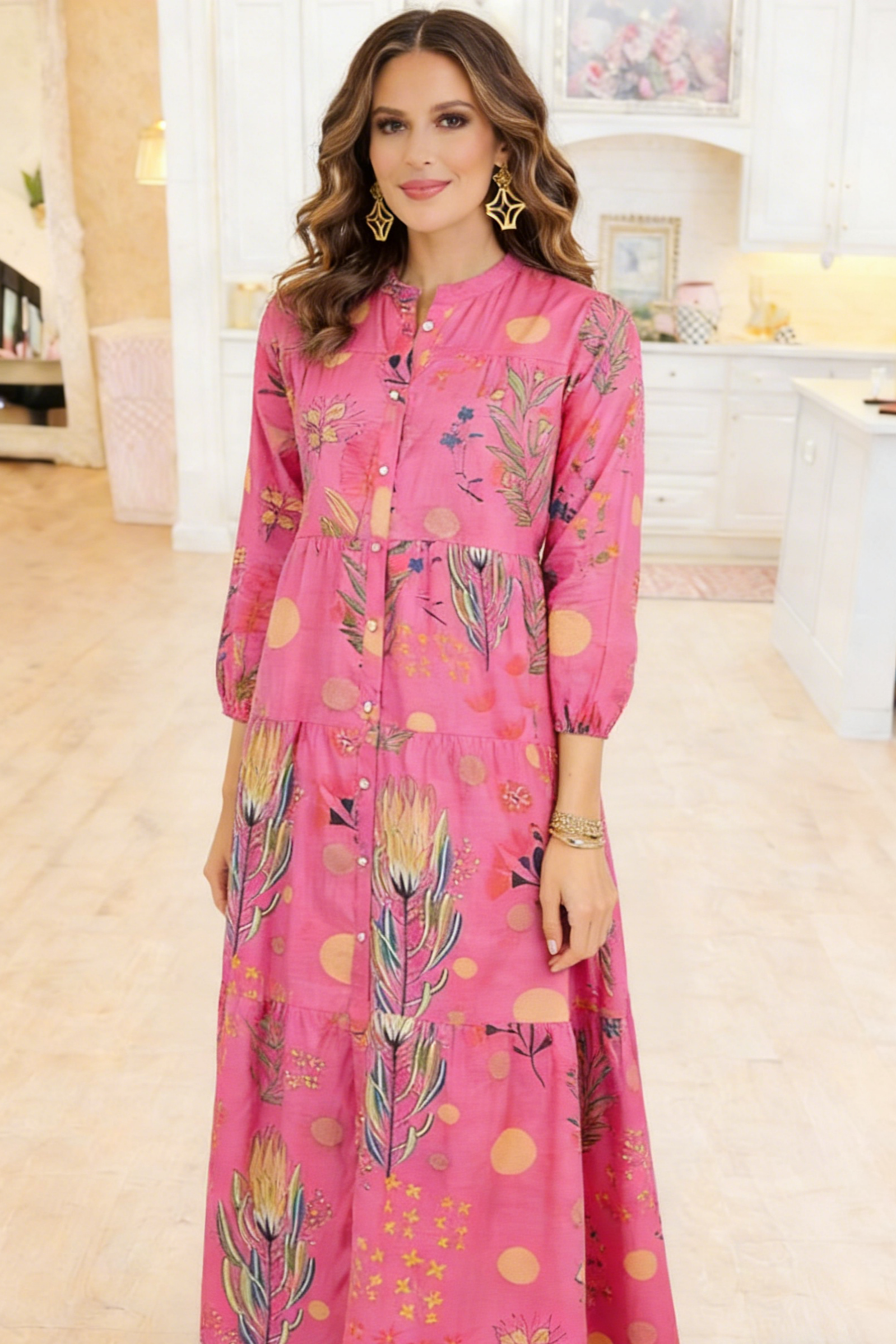 The Boho Maxi, Fuchsia Floral