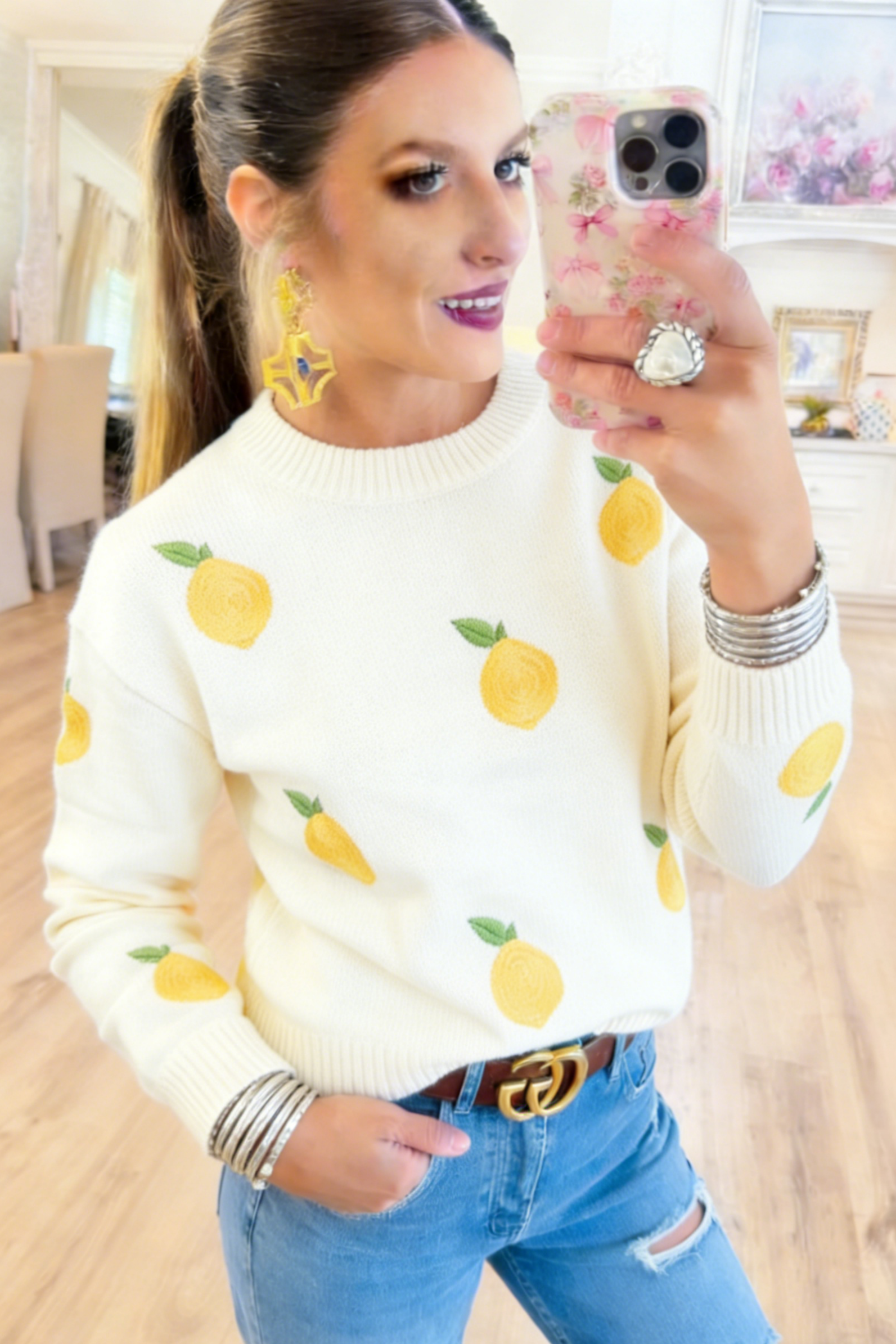Lemon Embroidered Sweater