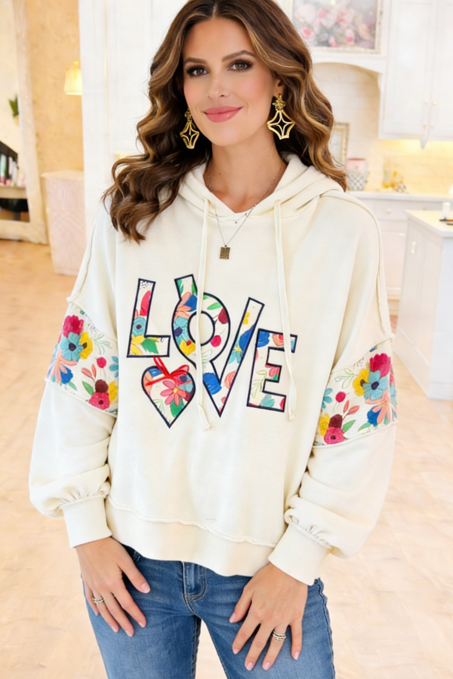 Oatmeal LOVE Patch Sweatshirt