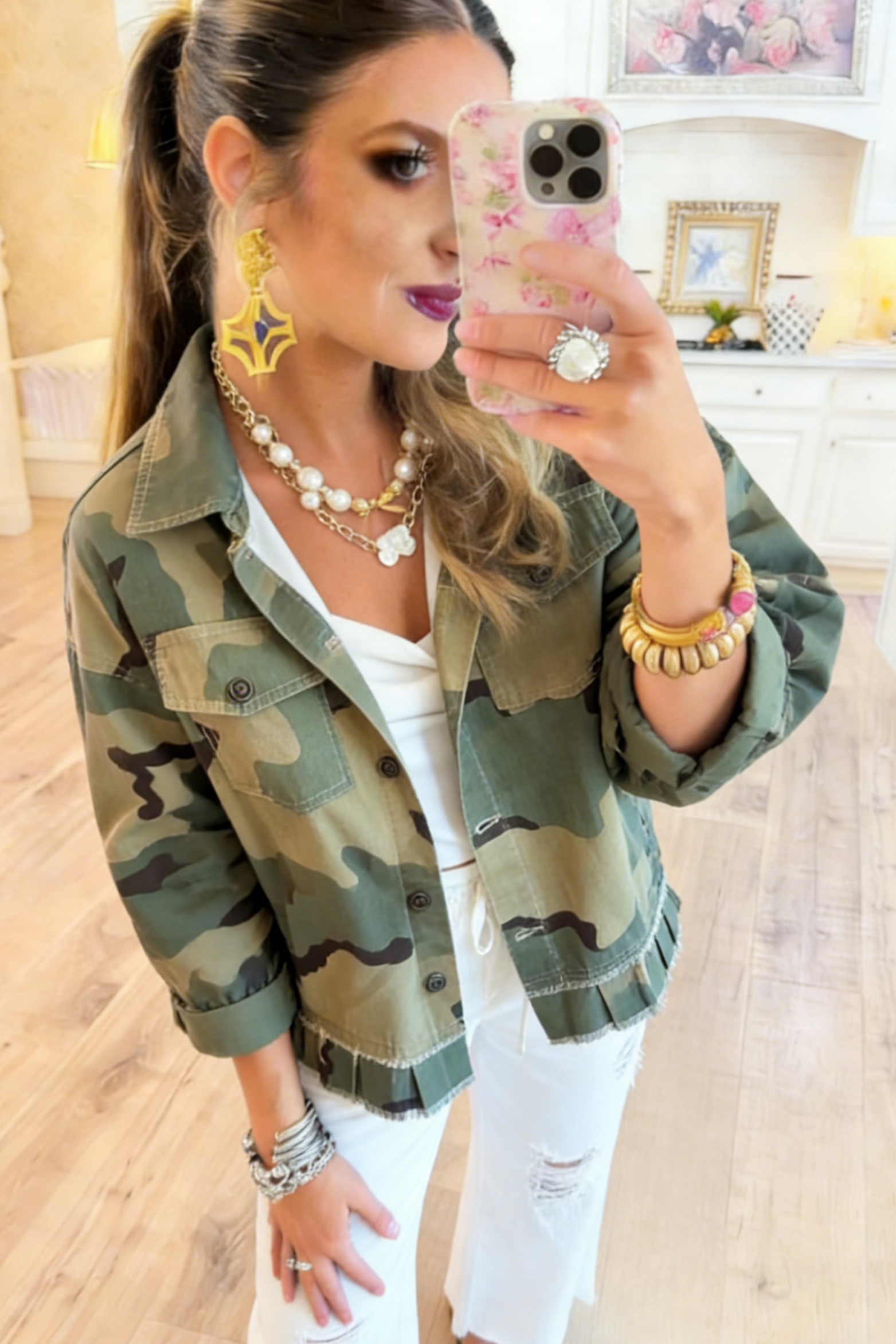 Camo Peace Patch Denim Jacket