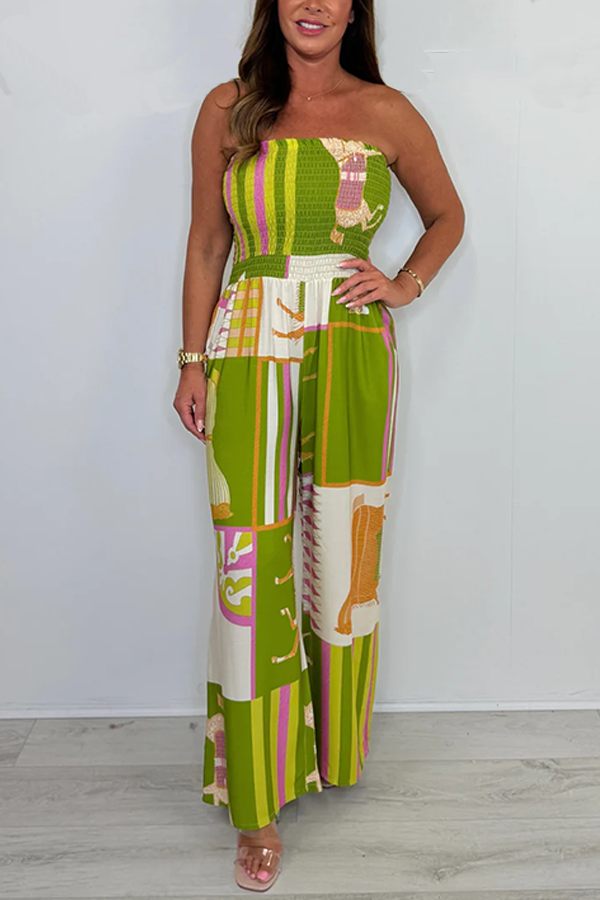 Multicoloured Horse Print Jumpsuit