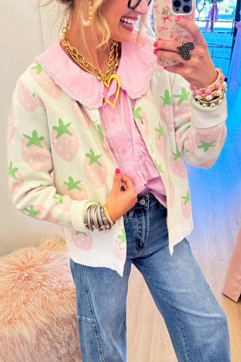 Cream Multi Strawberry Cardigan