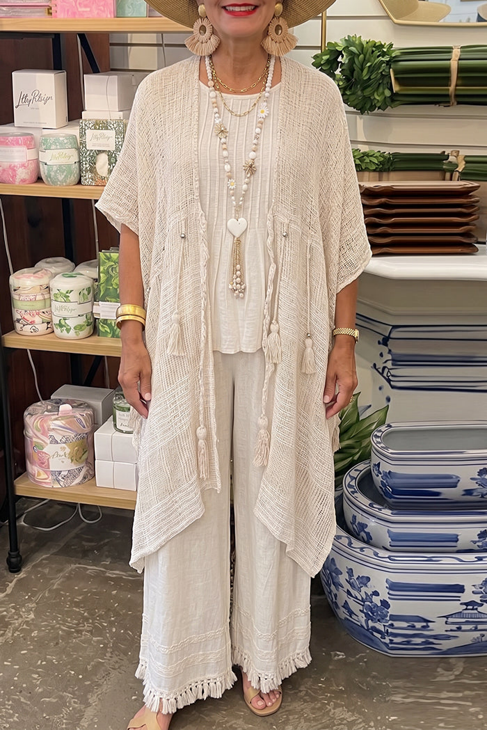 Ivory Tassel Kimono Cardigan