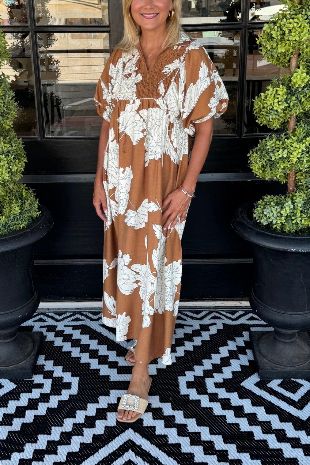 Puff Sleeve Printed Dress