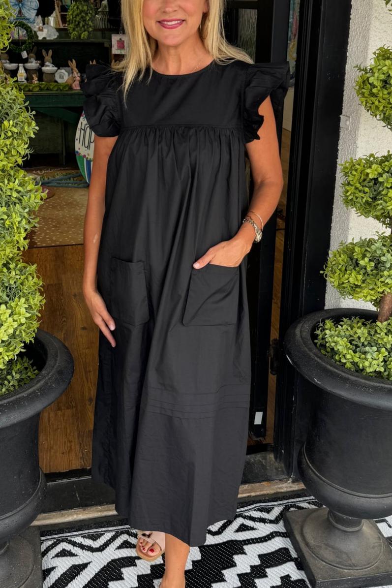 Oversized Pleated Midi Dress