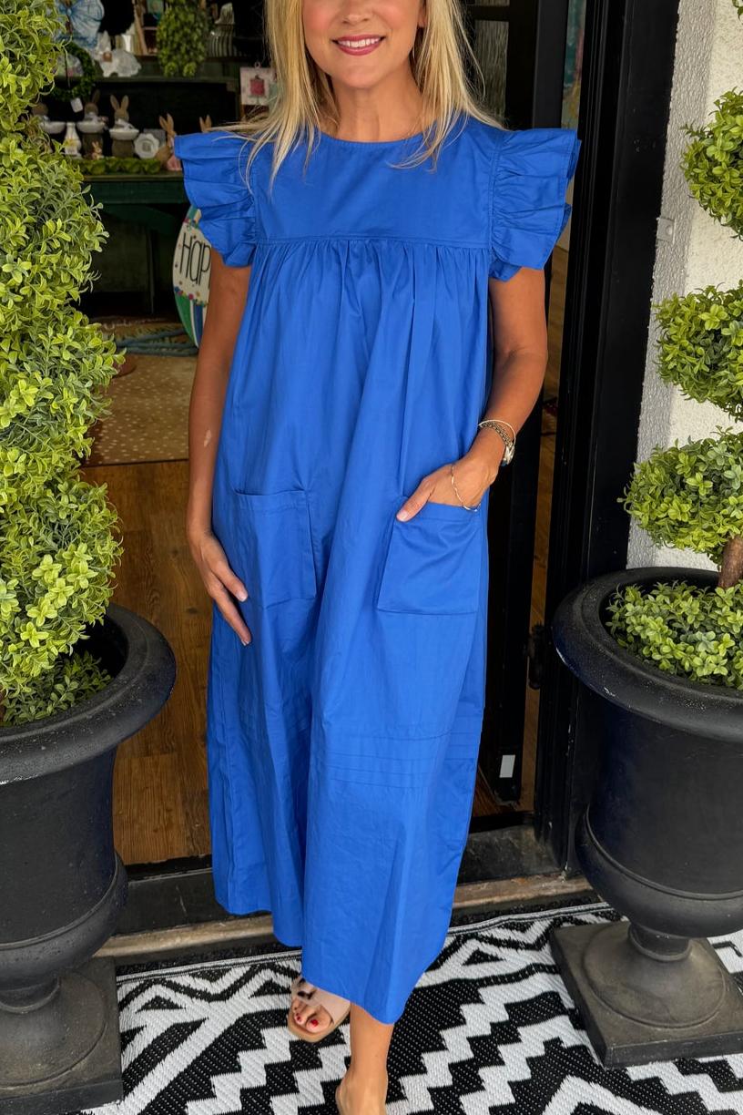 Oversized Pleated Midi Dress