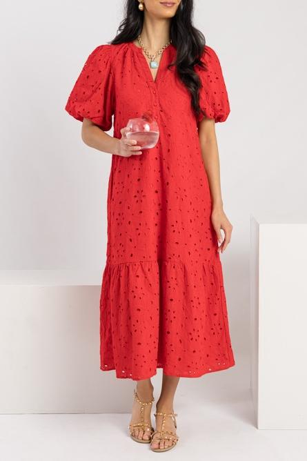 Eyelet Embroidered Midi Dress