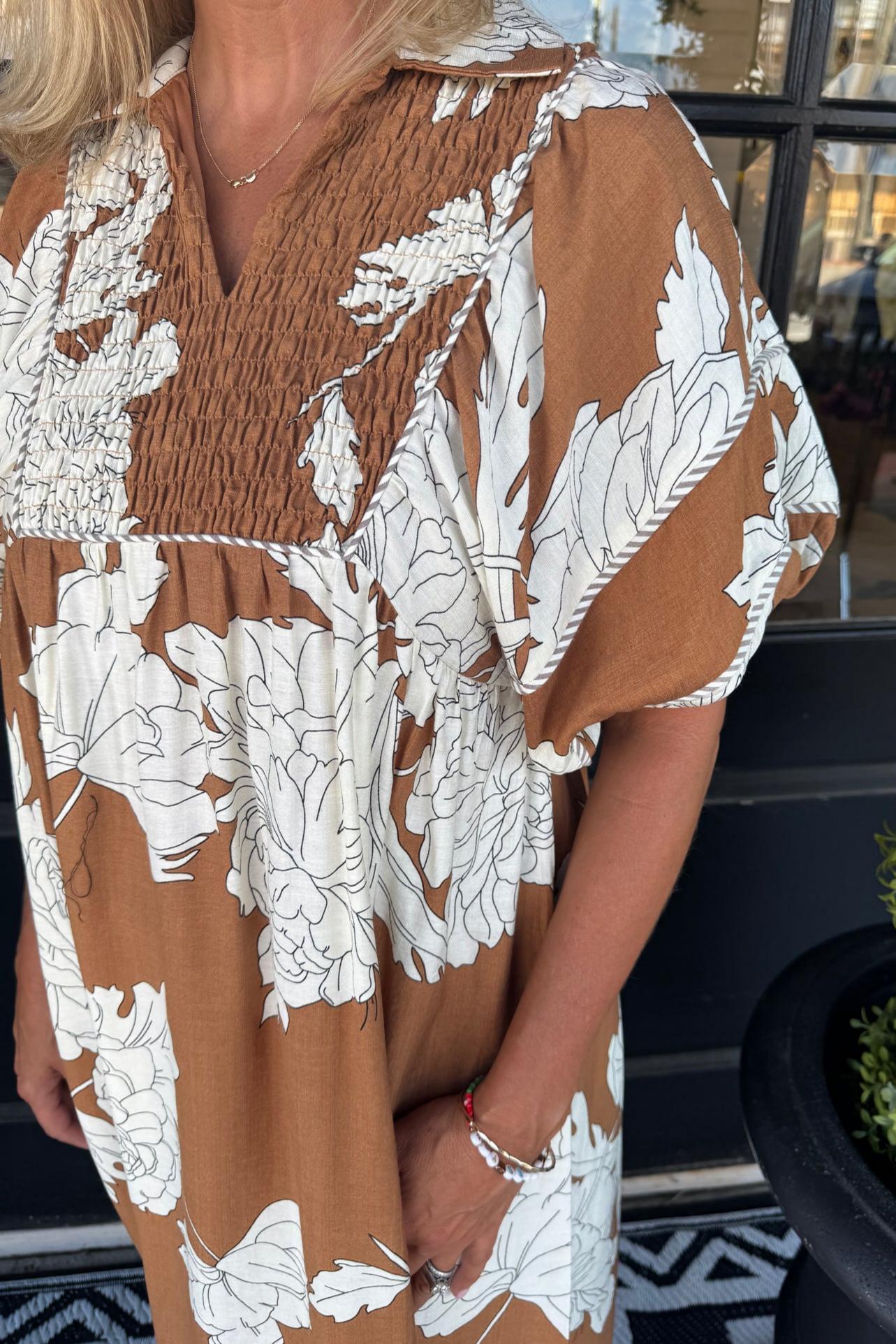 Puff Sleeve Printed Dress