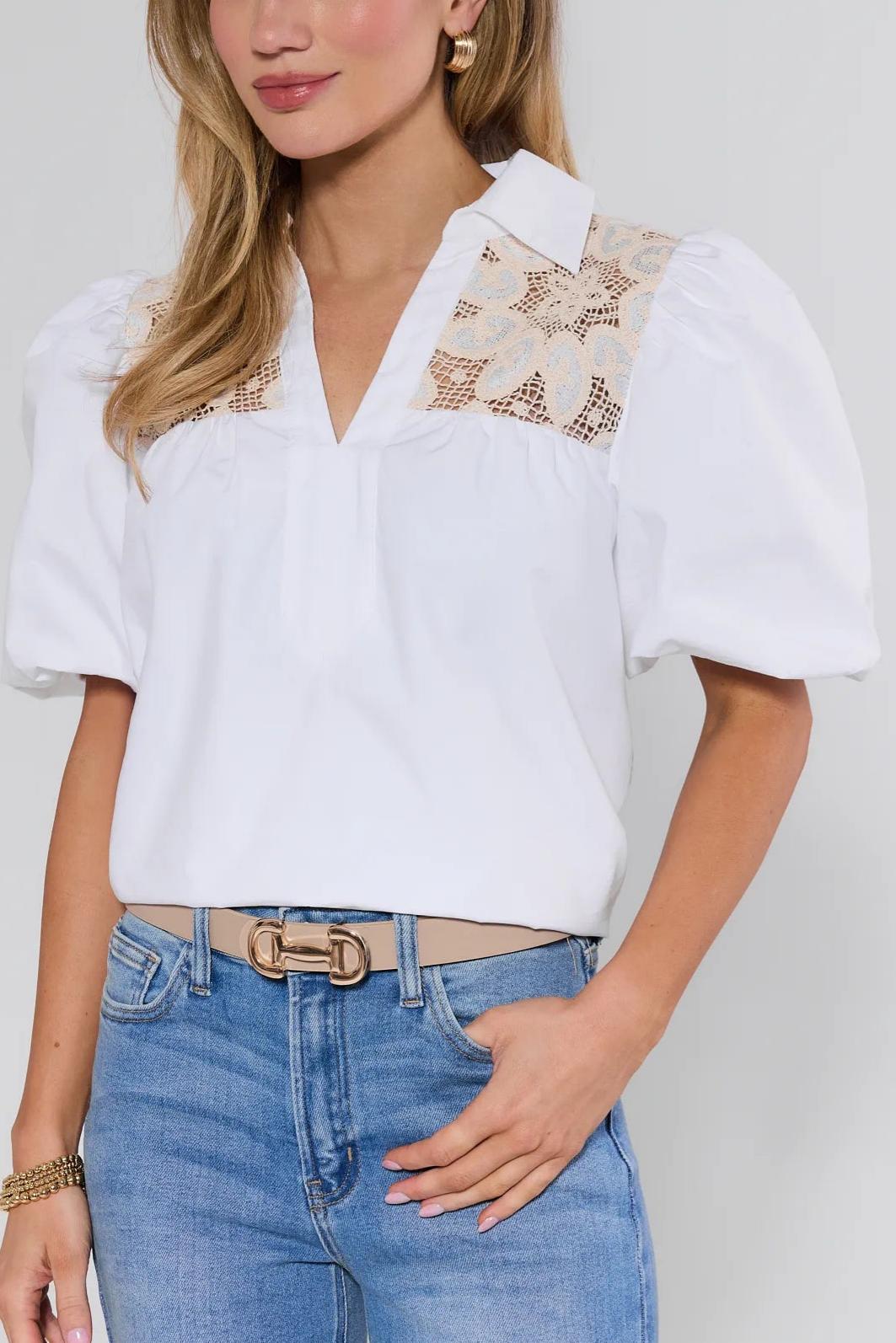  White Crochet Lace Top