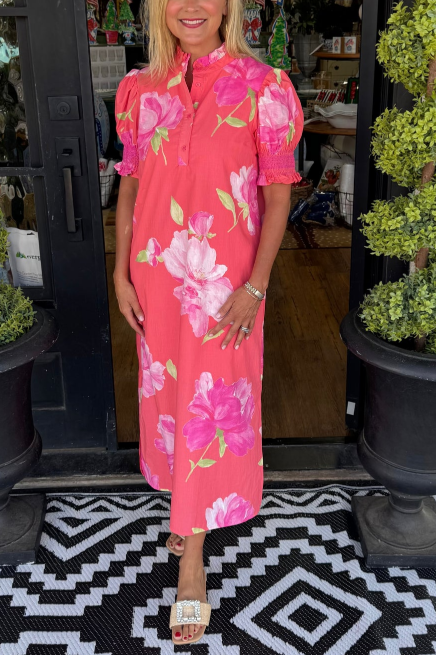 Floral Puff Sleeve Shift Dress