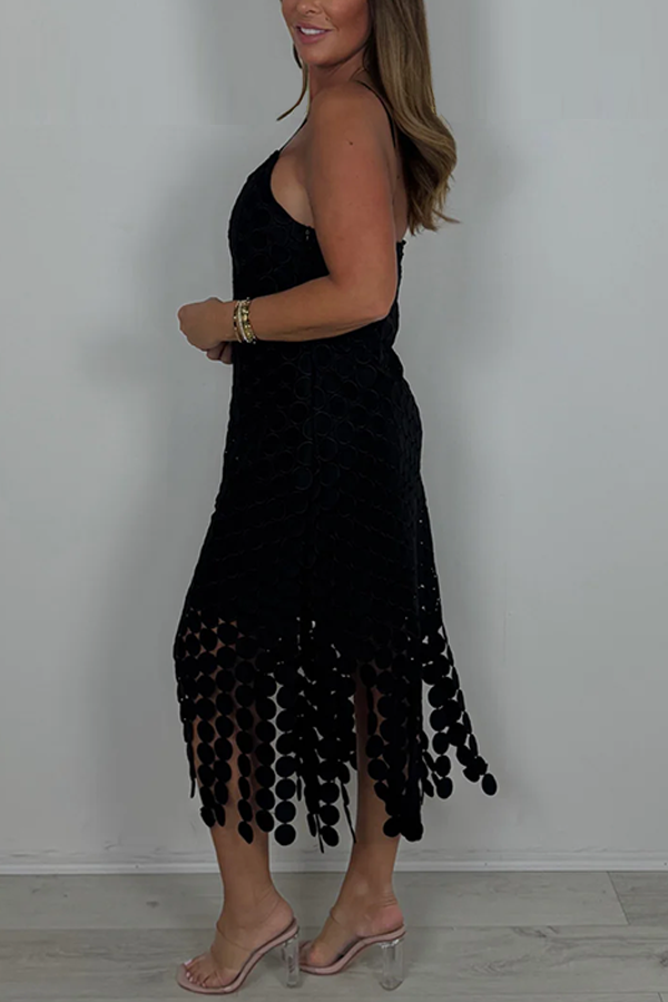 Spaghetti Strap Circle Detail Dress