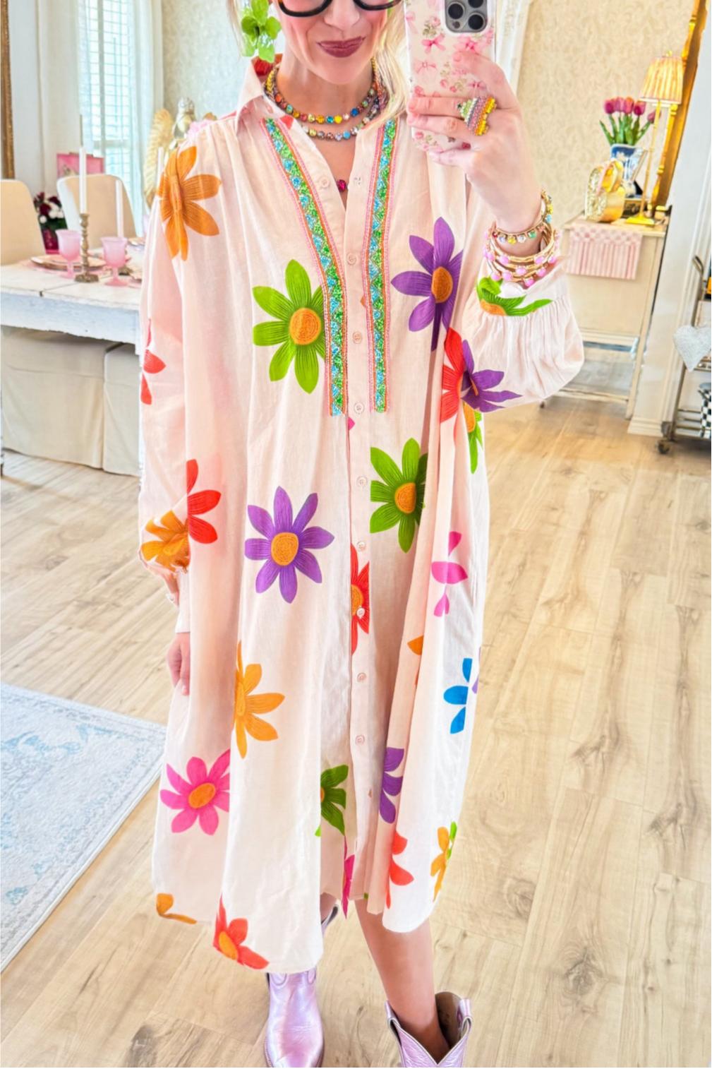 Multi Flower Print Dress