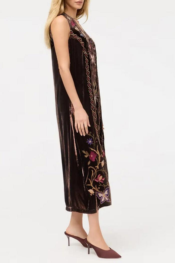 Sleeveless Velvet Pocketed Midi Dress