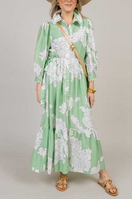 Double Tie Floral Midi, Green