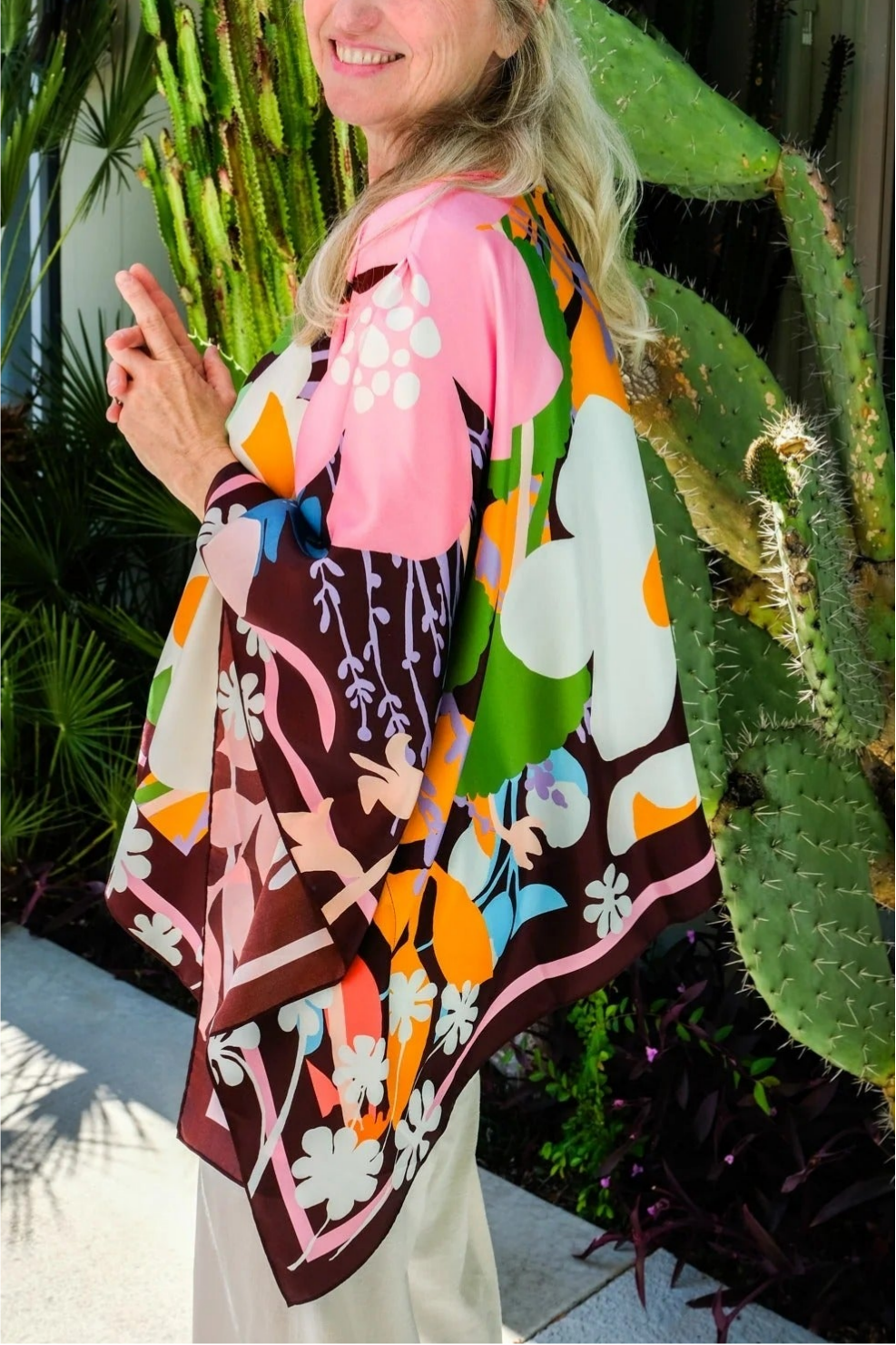 Floral silk top