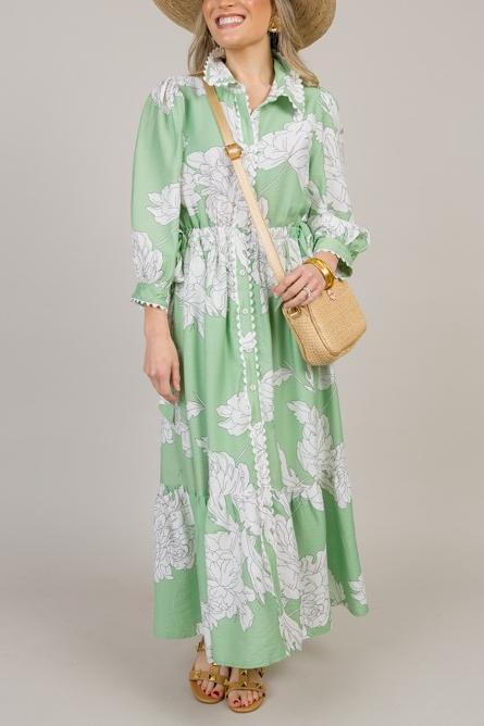 Double Tie Floral Midi, Green