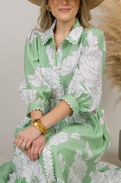 Double Tie Floral Midi, Green