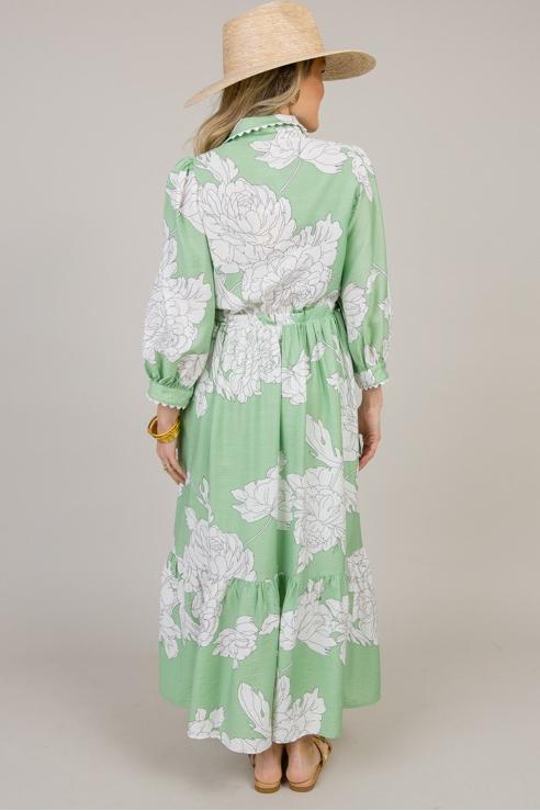 Double Tie Floral Midi, Green