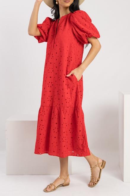 Eyelet Embroidered Midi Dress