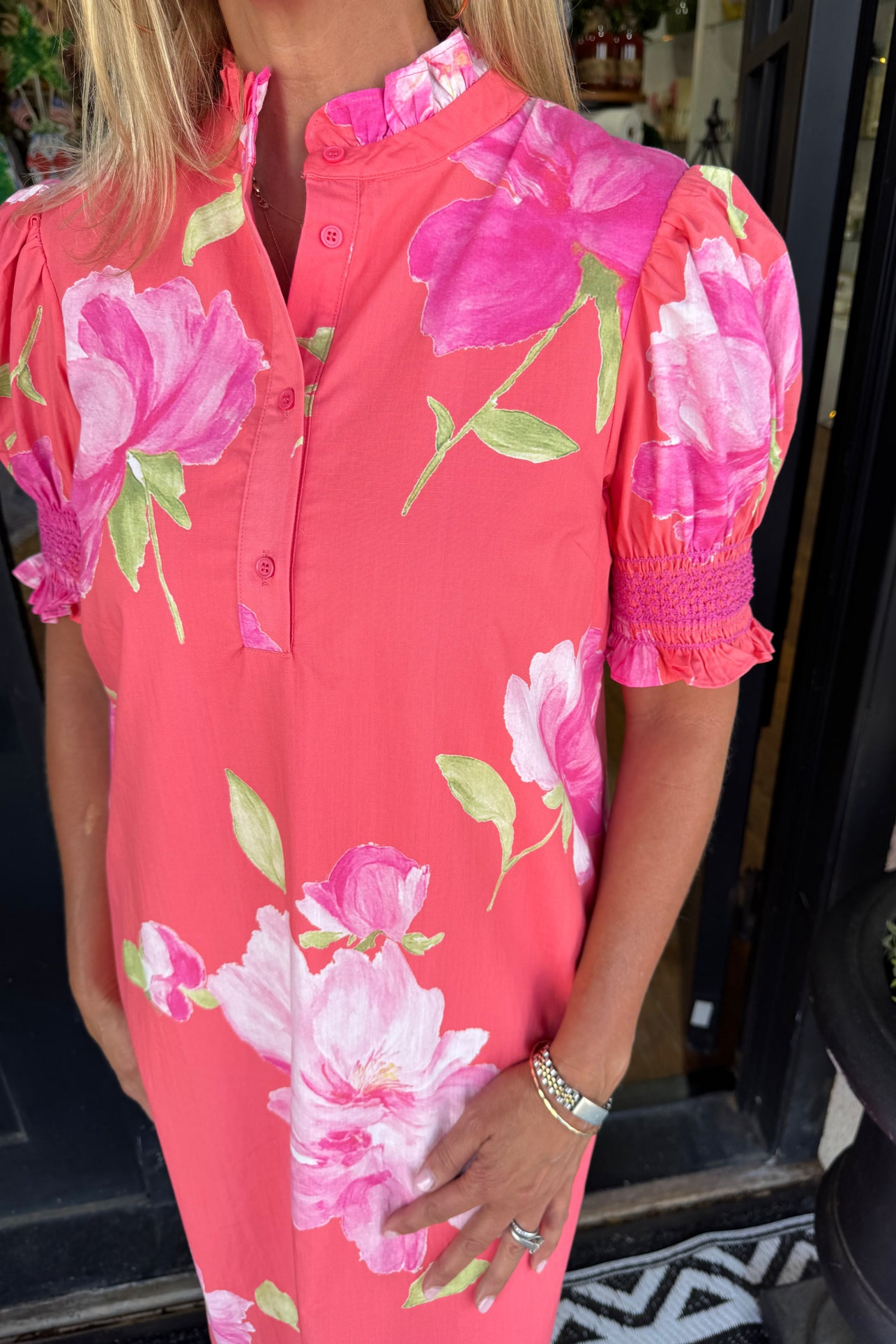 Floral Puff Sleeve Shift Dress
