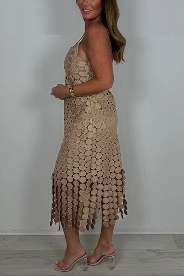 Spaghetti Strap Circle Detail Dress