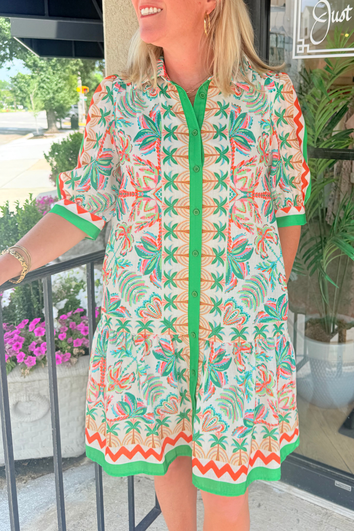 Flutter Hem Button Down Dress