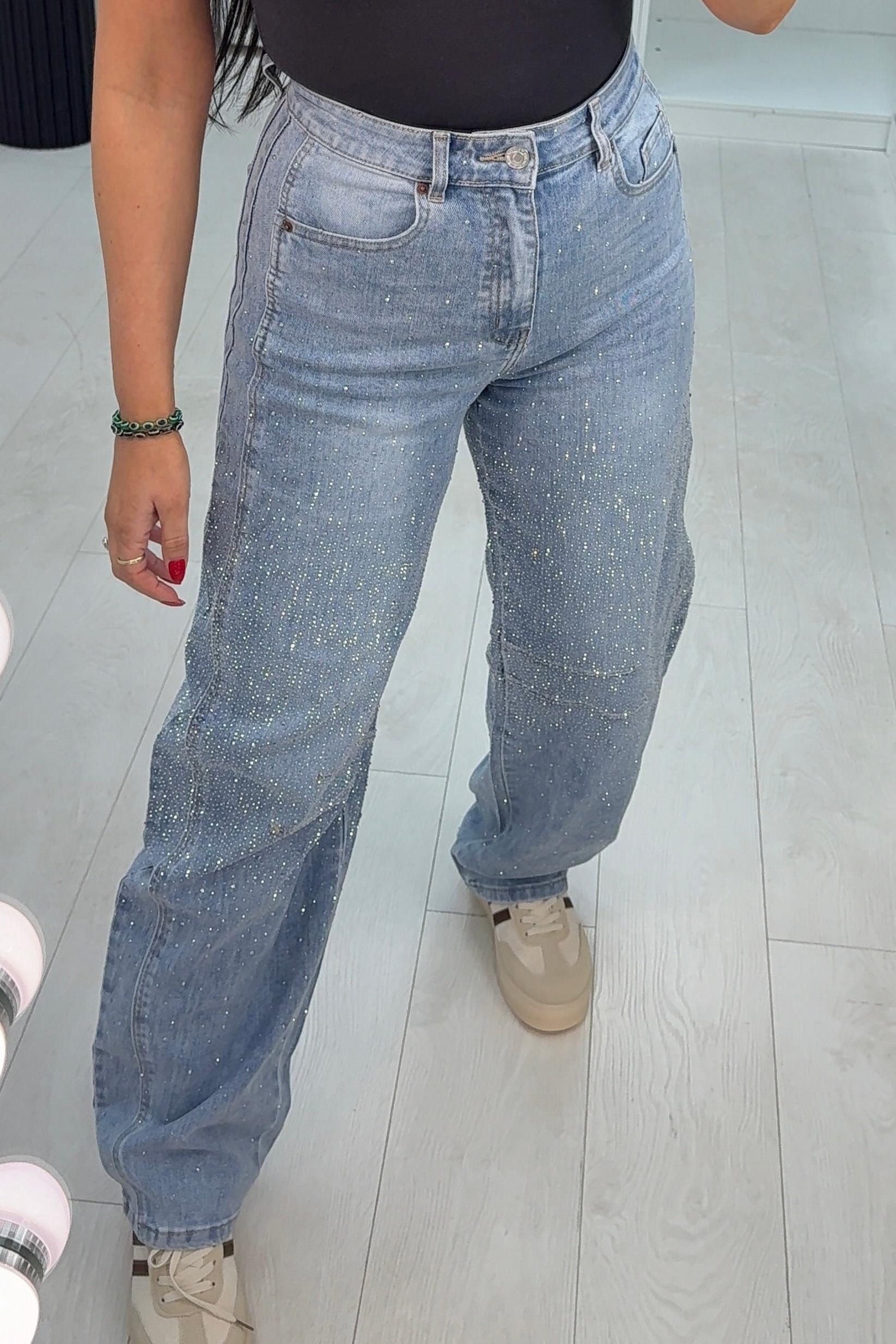 Barrel Leg Diamante Jeans