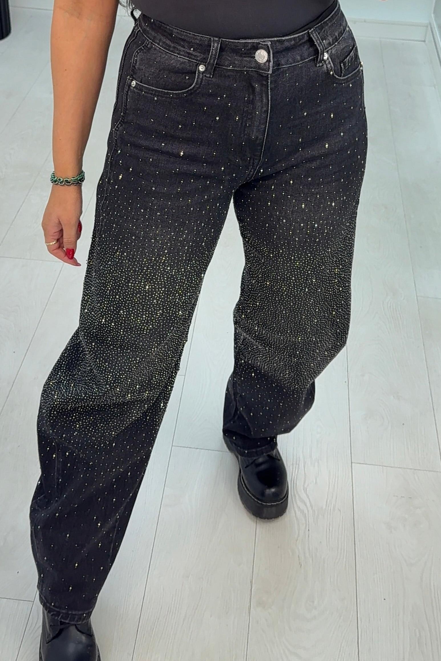 Barrel Leg Diamante Jeans