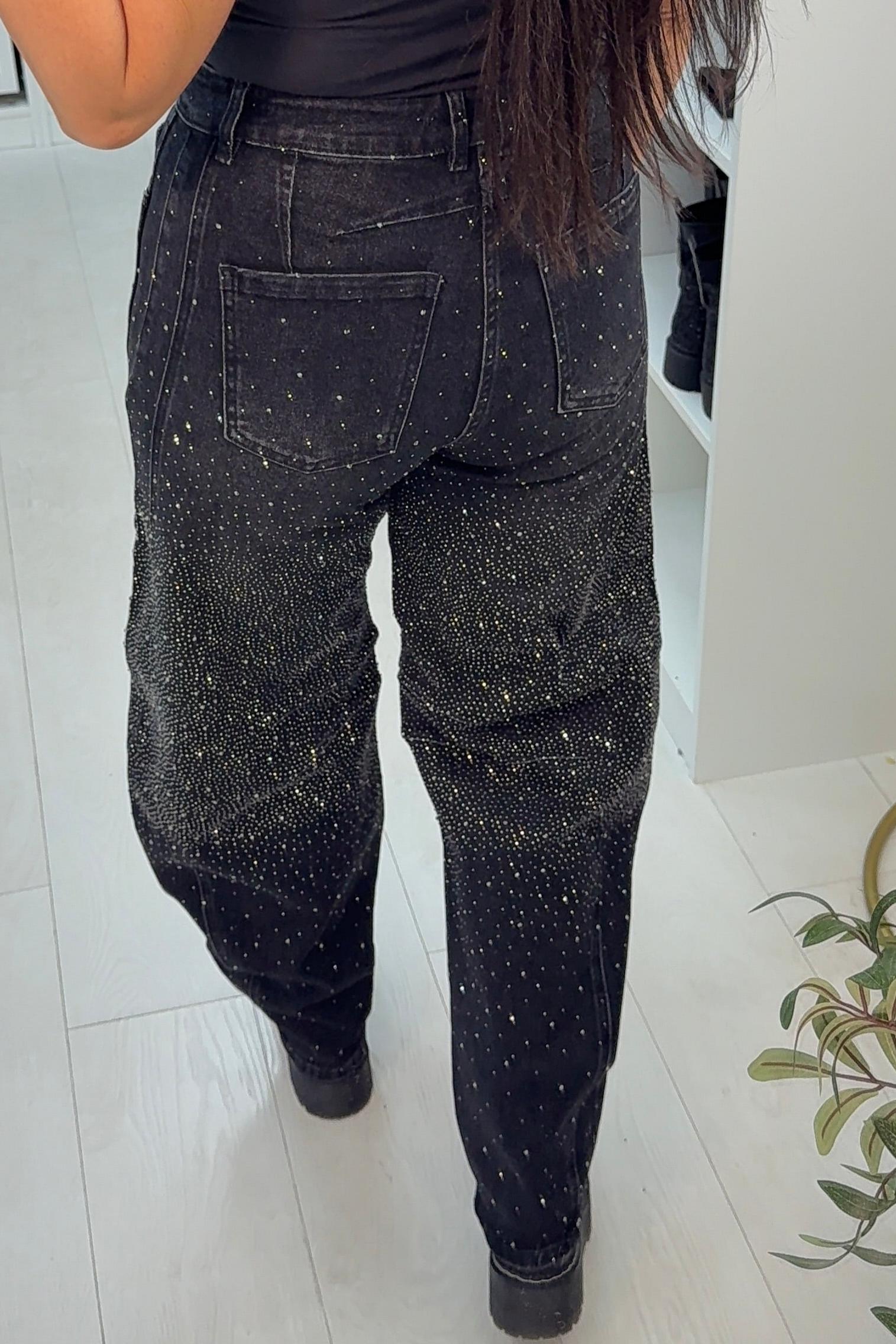 Barrel Leg Diamante Jeans