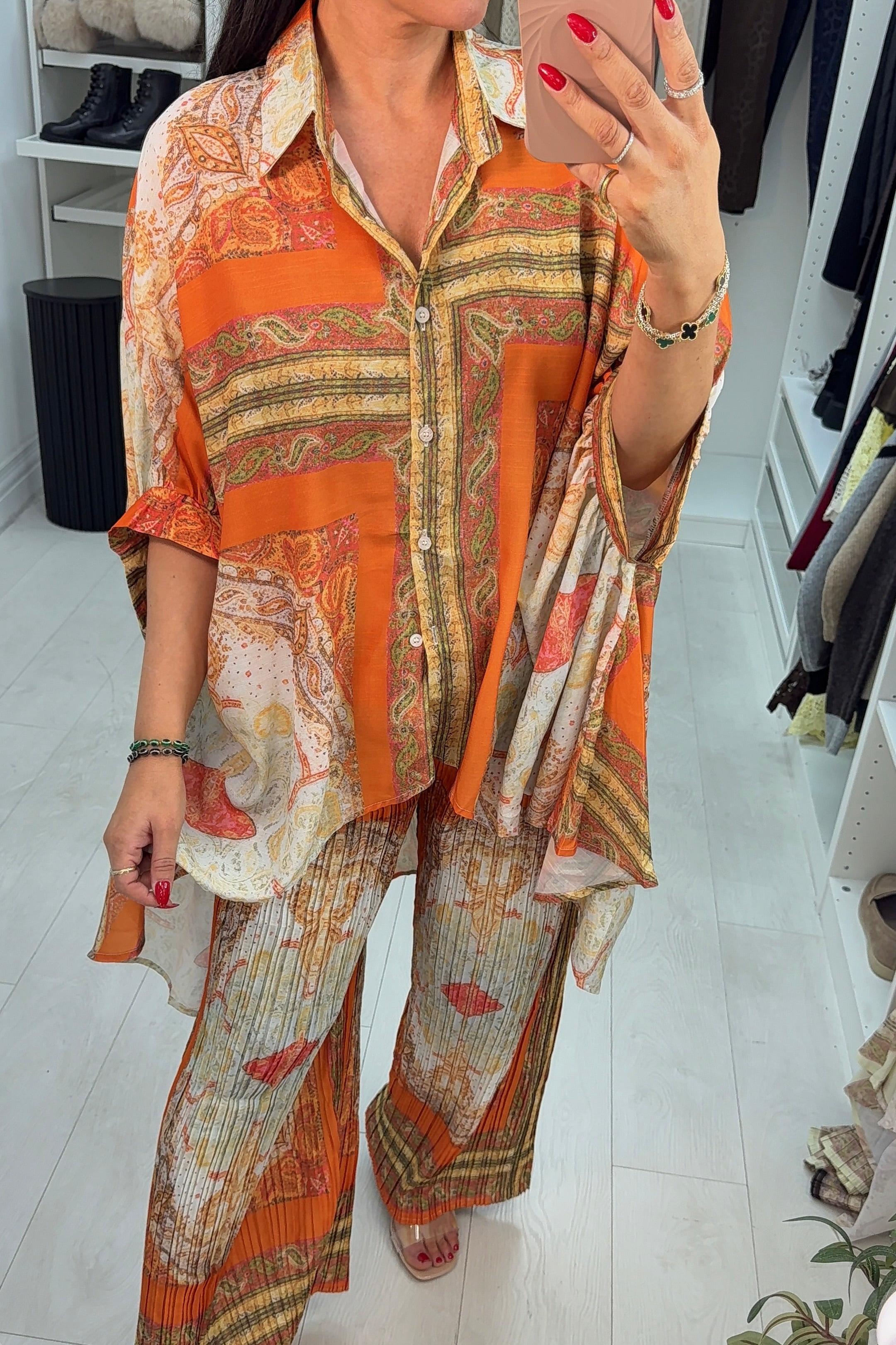 Abstract Print Loose Fit Shirt Co-Ord Set