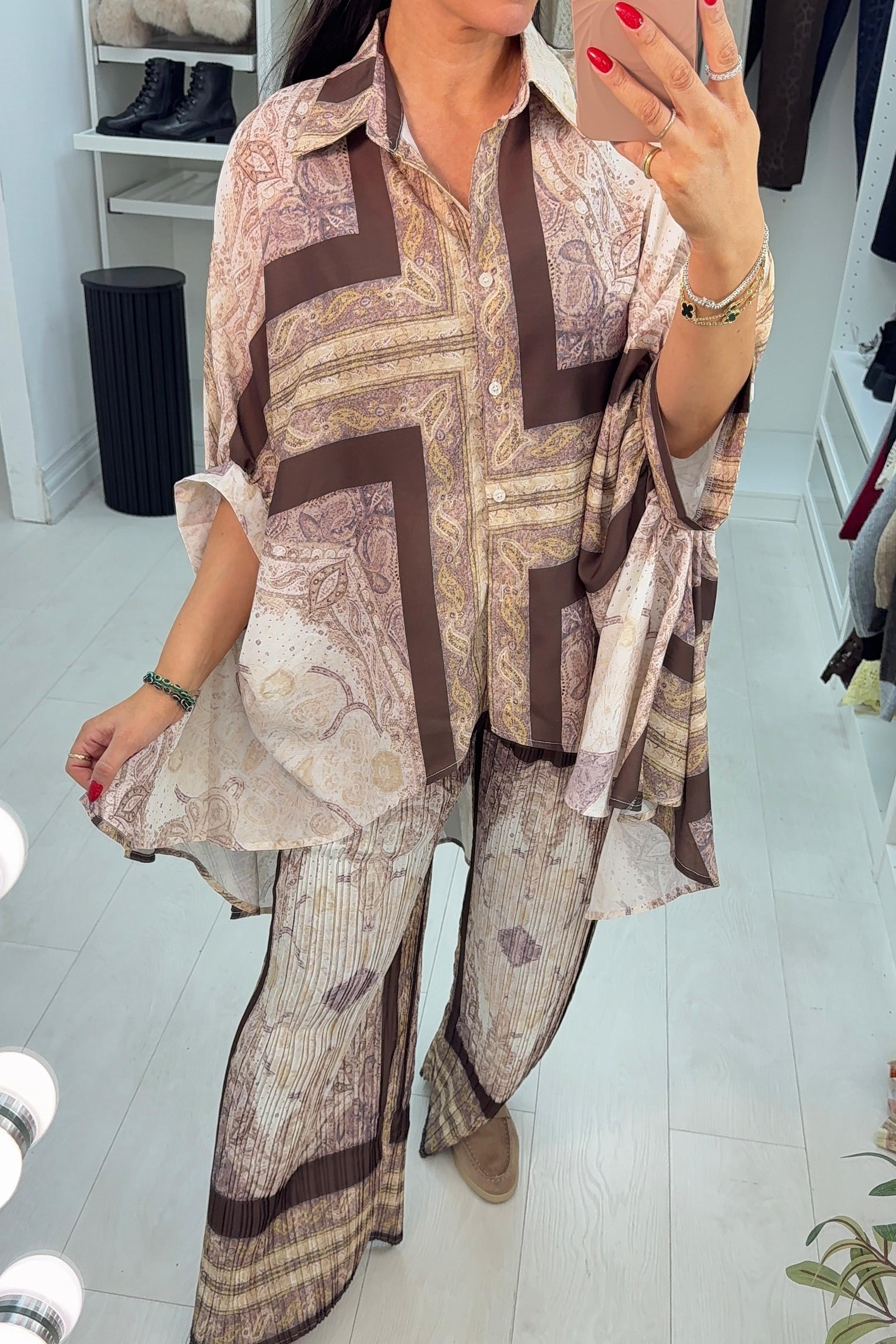 Abstract Print Loose Fit Shirt Co-Ord Set