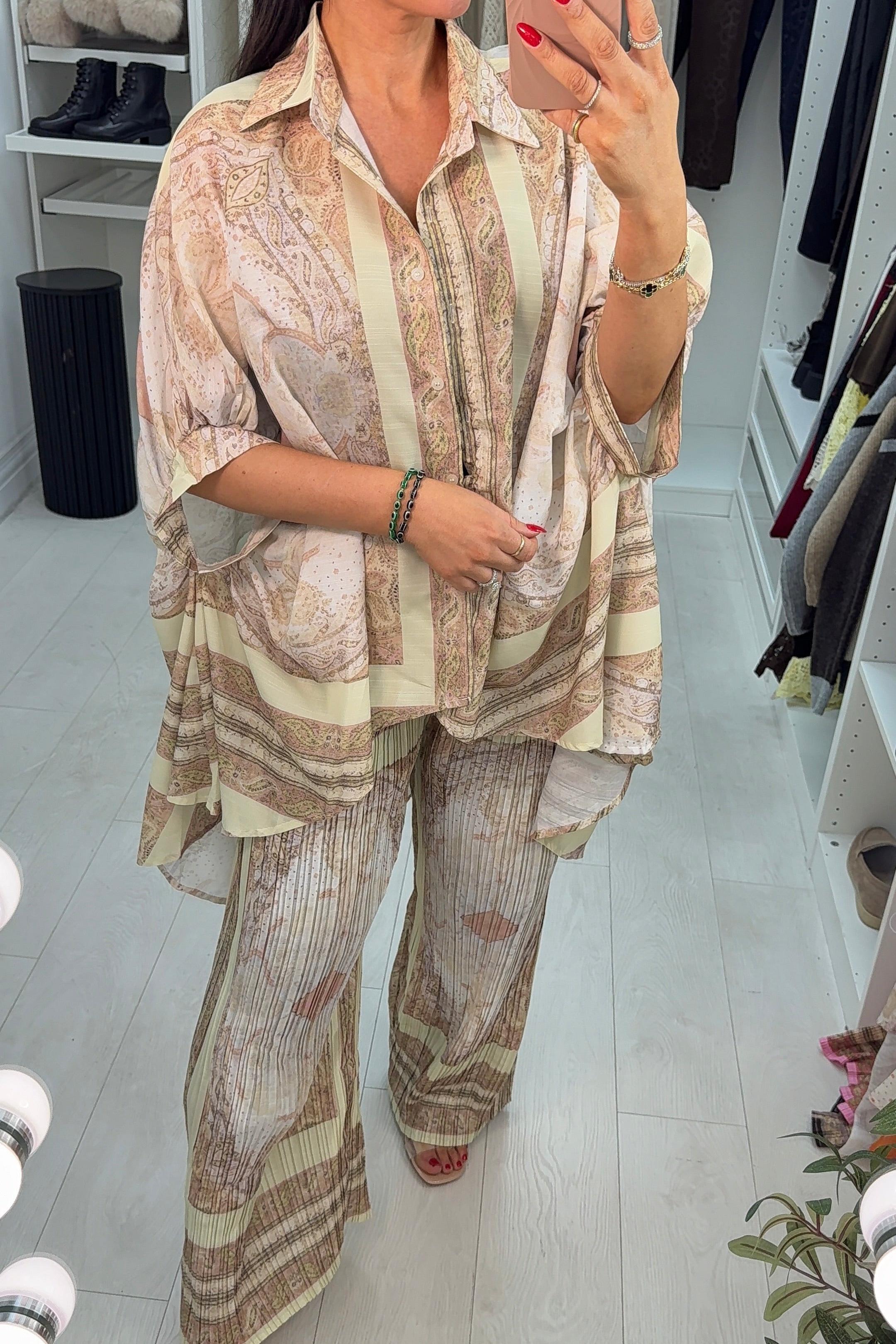 Abstract Print Loose Fit Shirt Co-Ord Set